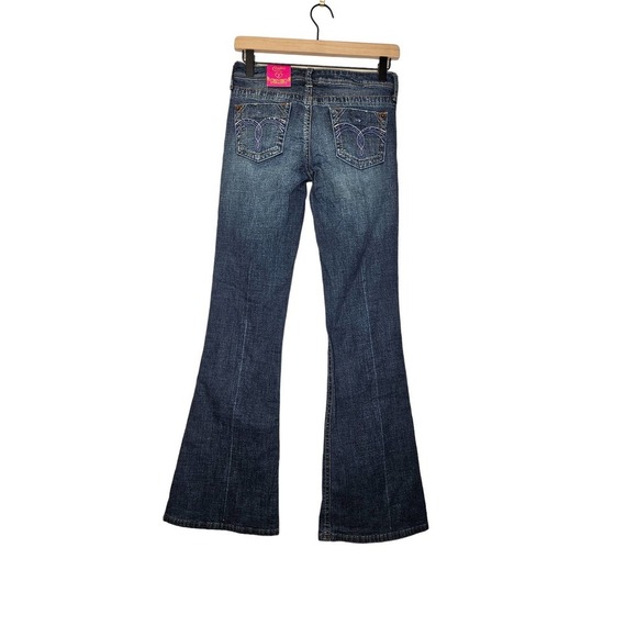 Deadstock Y2K Candies 1 Stretch Low Rise Jeans Bootcut Faded Wash Dark Boho - Picture 4 of 5